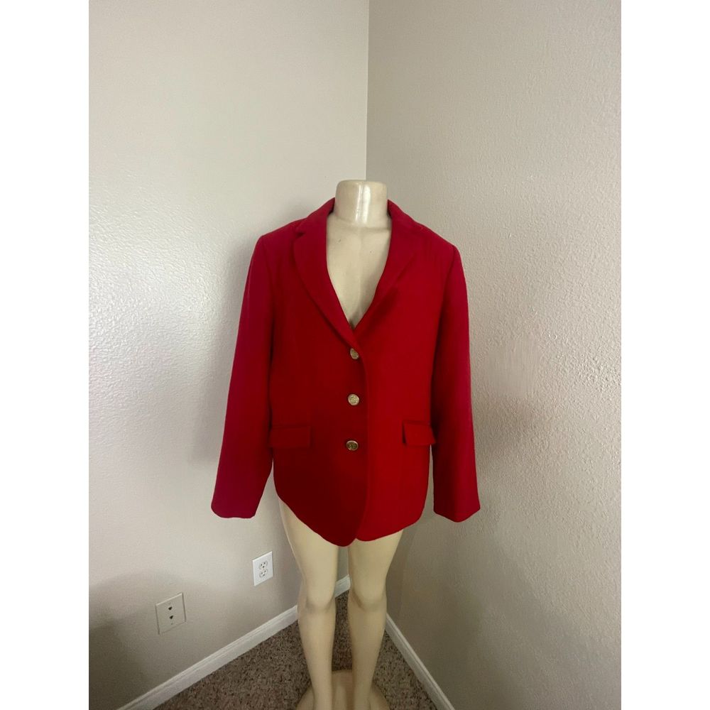 Aberdoeen Talbots Women's Red Long Sleeve 3 Button Pocket Basic Blazer Size 14